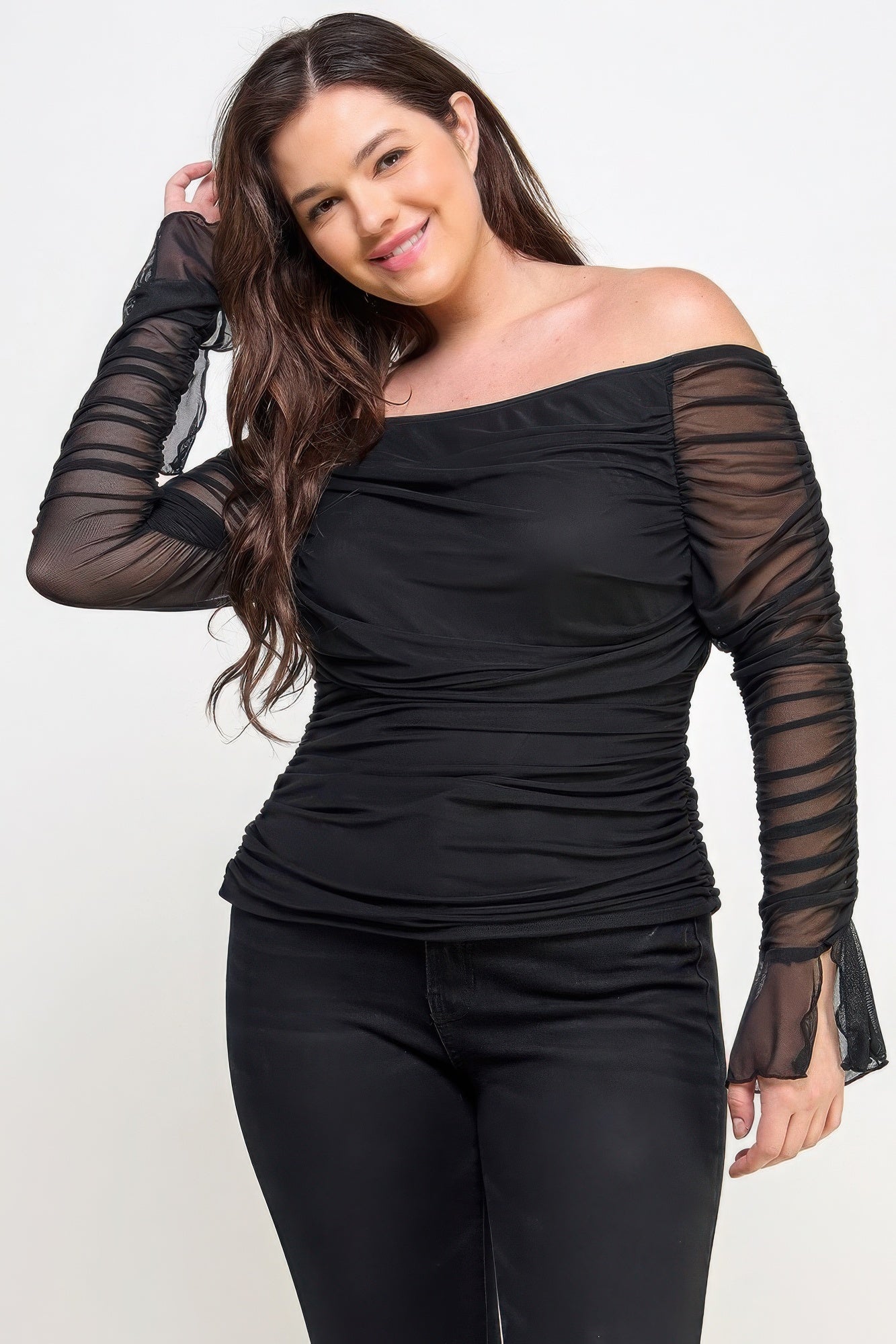 Ots Ruched Mesh Top