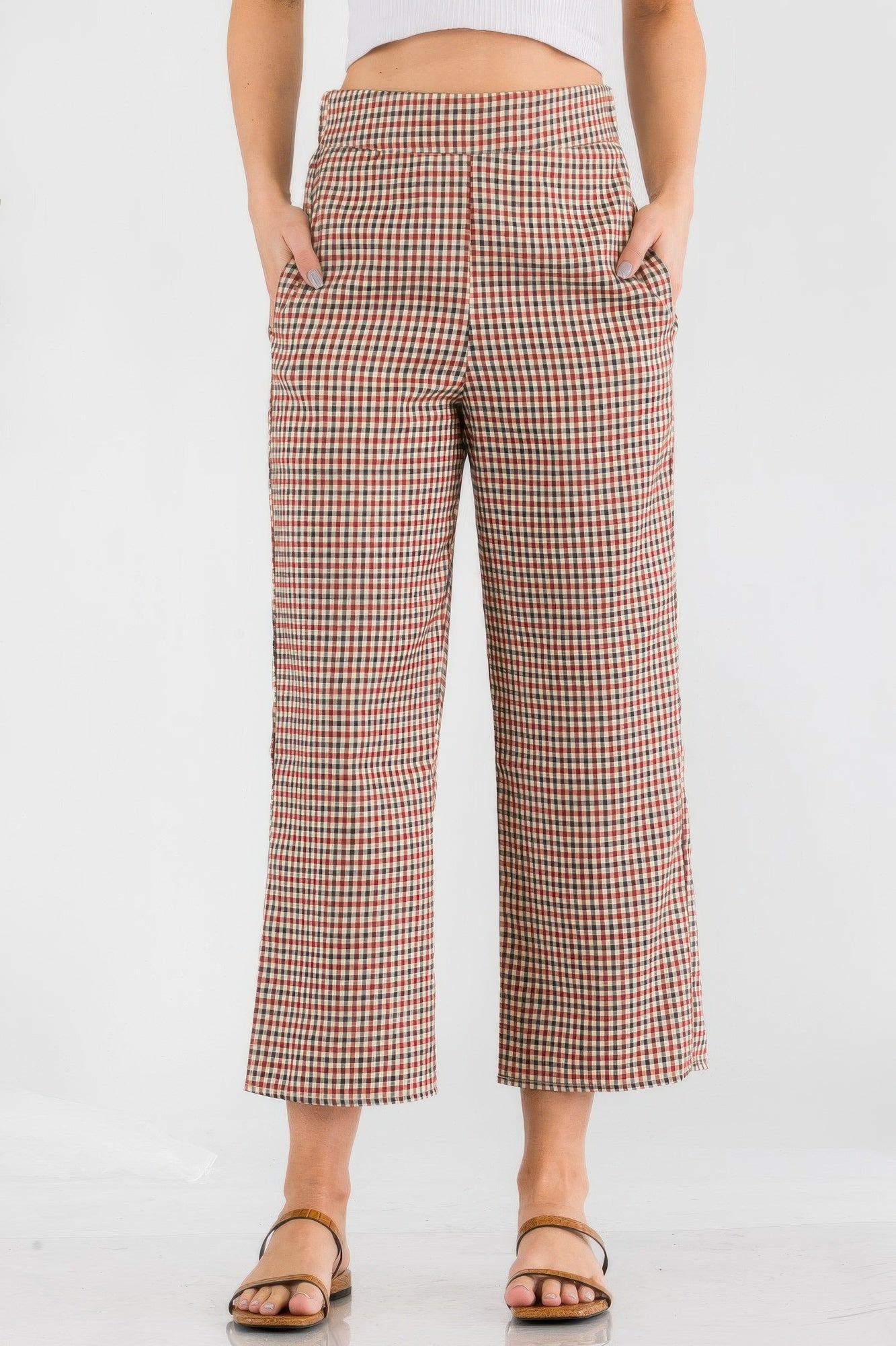 Gingham High Waist Pants