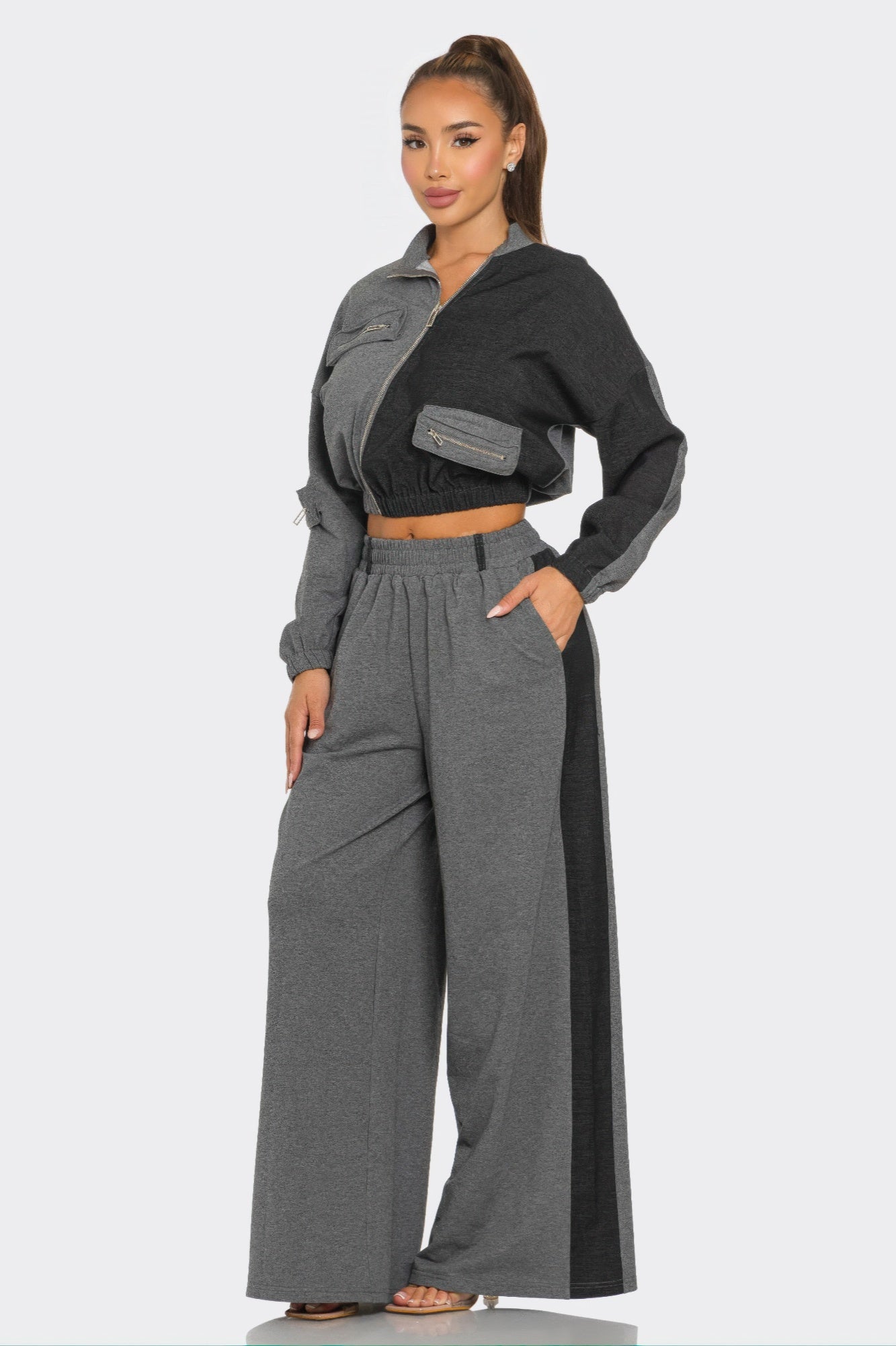 Color Block Pants Set