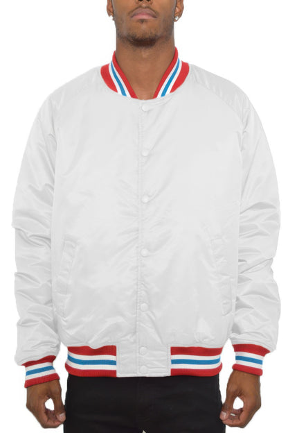 Satin Varsity Bomber Jacket