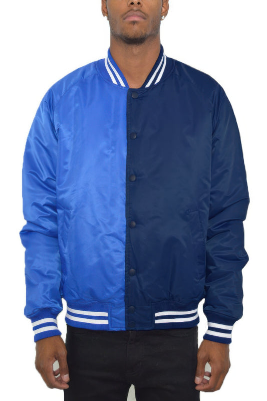 Color Block Two Tone Varsity Jacket