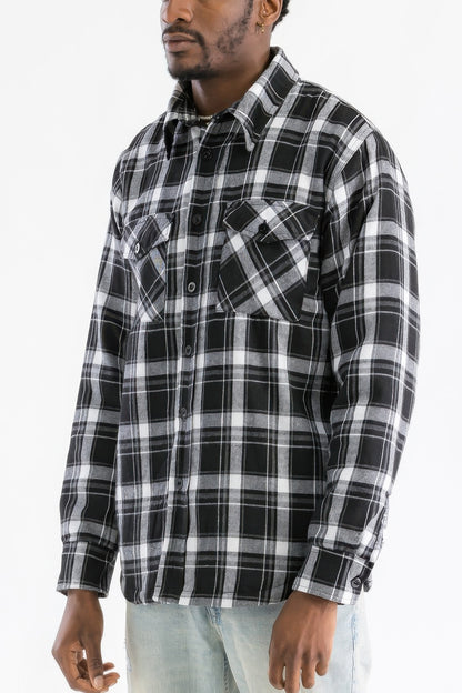 Mens Quilted Padded Flannel