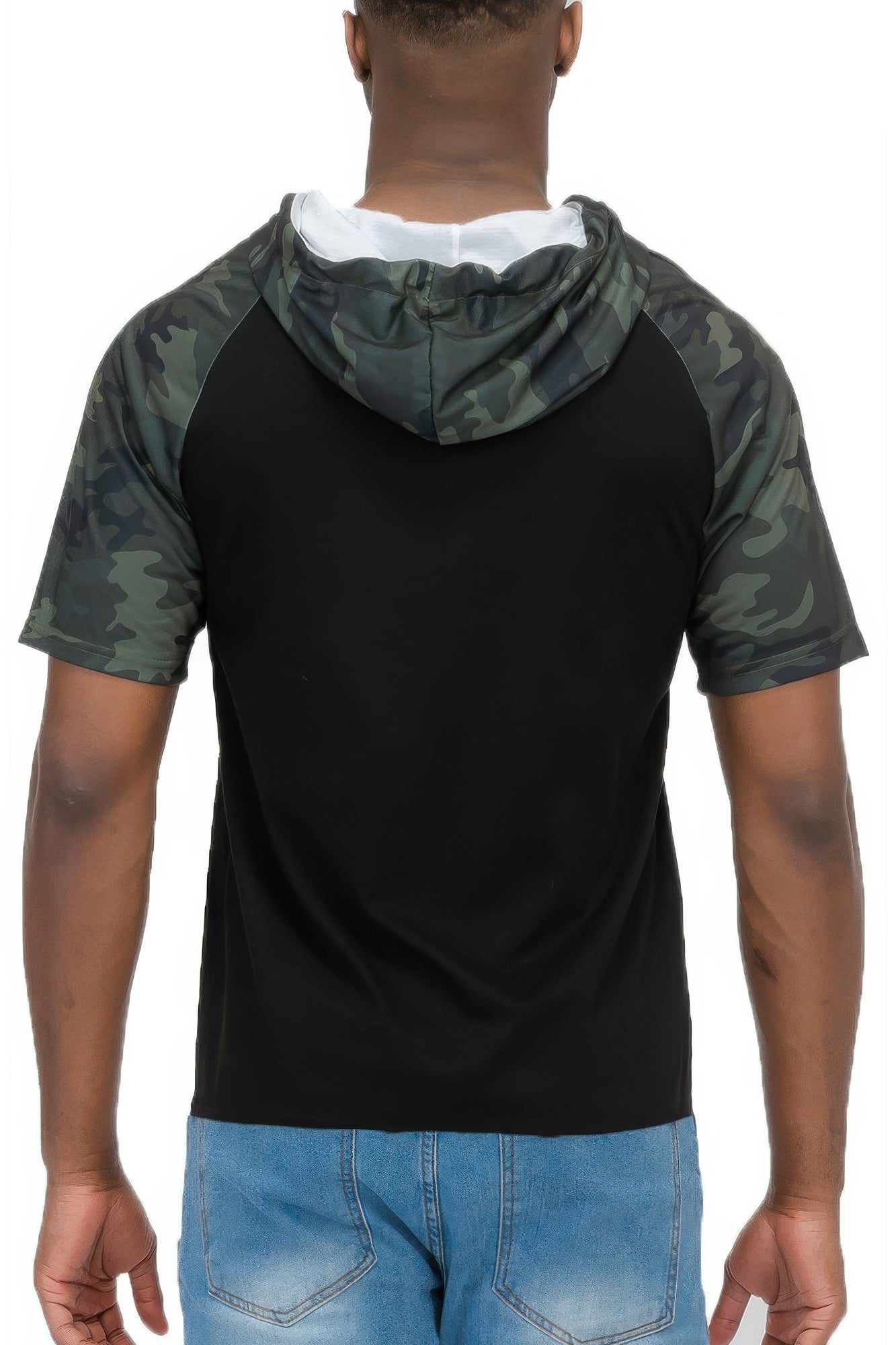 Mens Short Sleeve Camo Hooded Tshirt