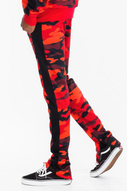 Full Camo With Stripe Track Bottom Pants